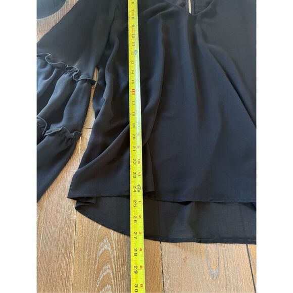 Show Me Your MuMu Black Ruffle Bell Sleeve Sheer Blouse Size Medium - Picture 7 of 8